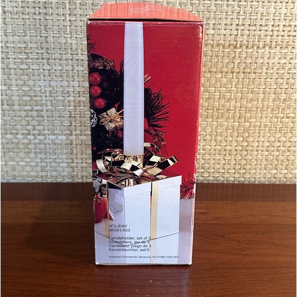 🎄VTG 1999 Set 3 Gold & Silver Plated Box with Bow Candle Holders by Studio Nova - Picture 7 of 10